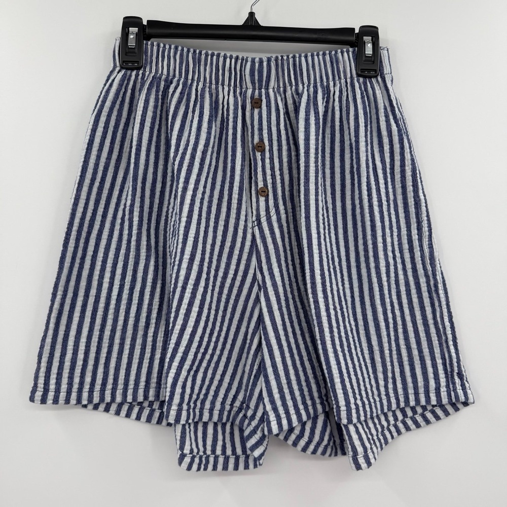 Free People Navy and White Striped Women's Bermudas